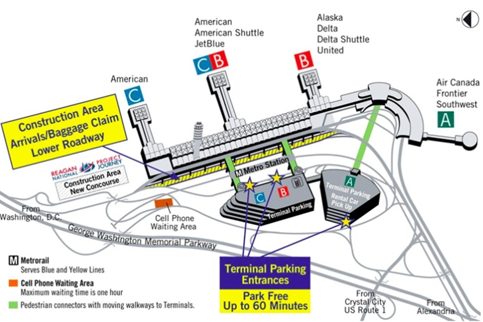 Reagan National Airport Airport Maps - Maps and Directions to