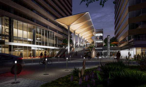 A proposed rendering of the new VRE station in Crystal City (Rendering courtesy of National Landing BID)