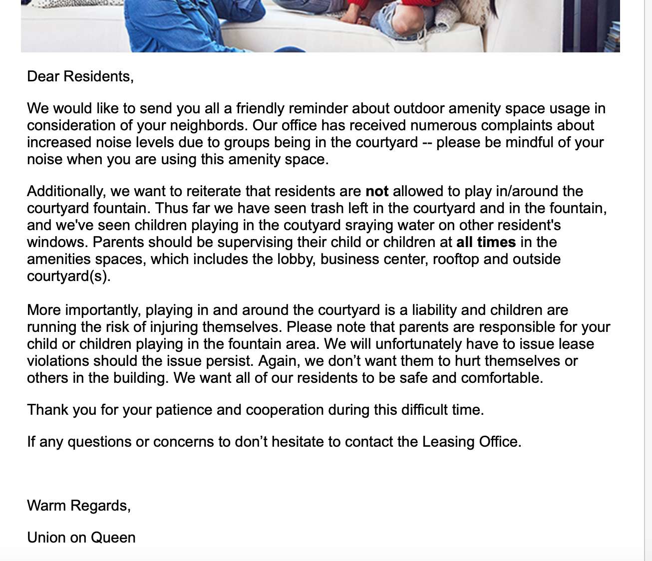 Apartment Management Tells Parents to Get Kids Off Their Lawn